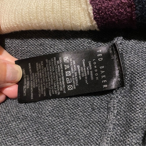 TED BAKER womens wool blend sweater knit midi skirt gray asymmetrical st… - Picture 2 of 4